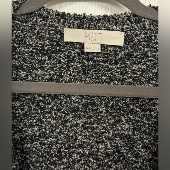 Loft Open Front Cardigan Womens Plus 20/22 Black White Knit Structured Jacket - Picture 2 of 3